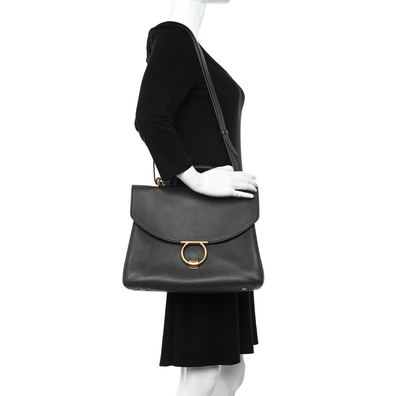 Salvatore Ferragamo Calfskin Medium Margot Top Handle Satchel Flannel 2 of 12