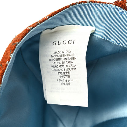 Gucci Canvas Lame GG Monogram Rush Baseball Hat S Burnt Orange Silver 7 of 9