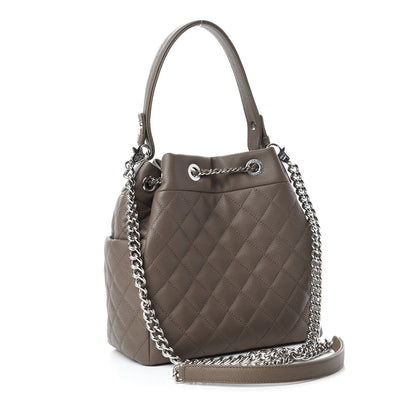 Chanel Grained Calfskin Quilted Small Chain Bucket Bag Khaki 3 of 11