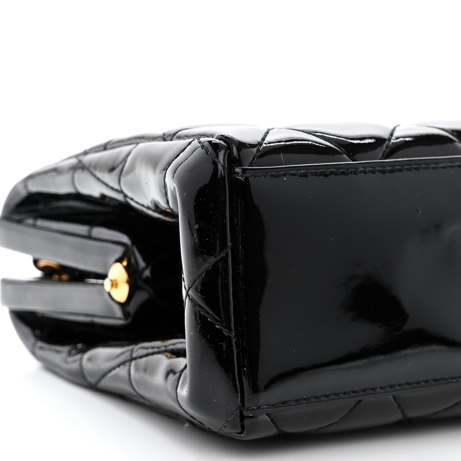 Chanel Patent Quilted Frame Evening Bag Black 10 of 12