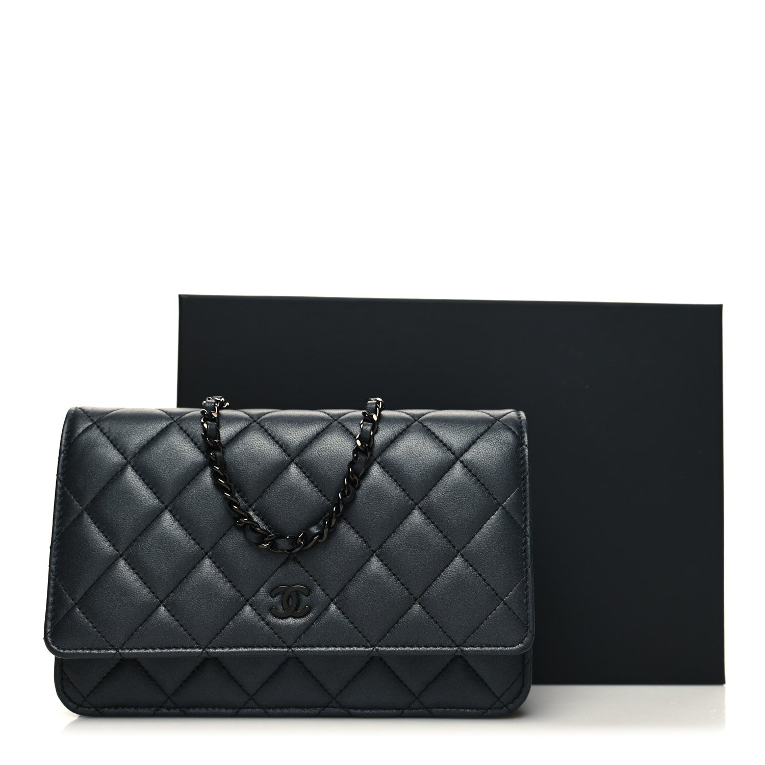 Chanel Lambskin Quilted Wallet On Chain WOC So Black 12 of 12