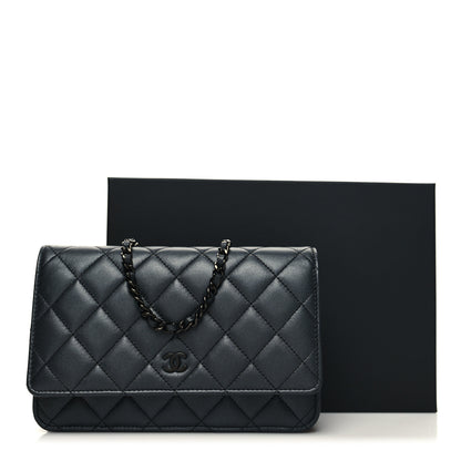 Chanel Lambskin Quilted Wallet On Chain WOC So Black 12 of 12