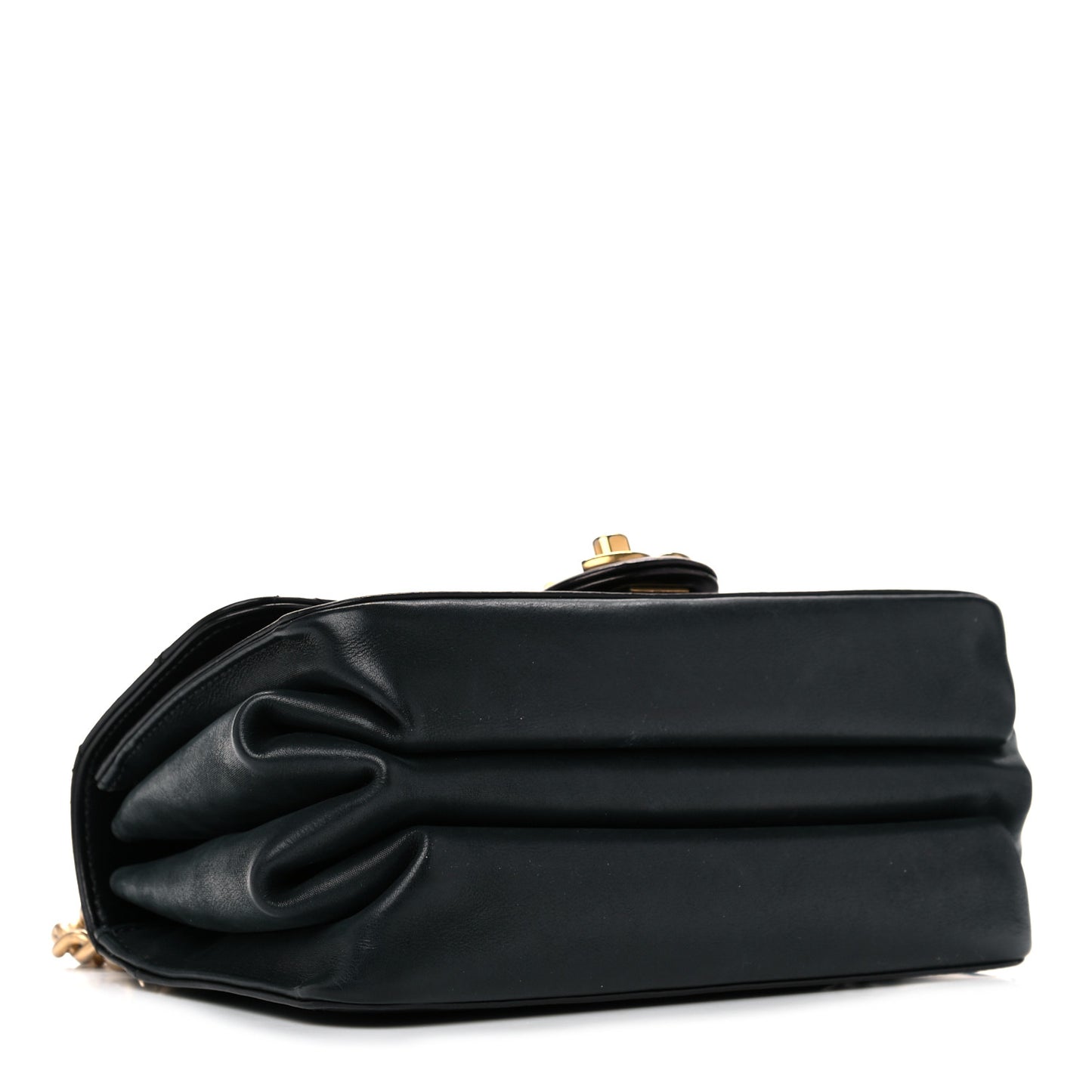 Iridescent Calfskin Quilted Small Straight Lined Flap Black
