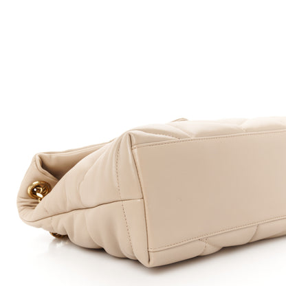 Saint Laurent Lambskin Quilted Small Loulou Puffer Monogram Chain Satchel Dark Beige 10 of 11