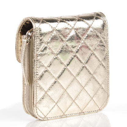Chanel Metallic Calfskin Mini Flap Wallet On Chain WOC Gold 3 of 8