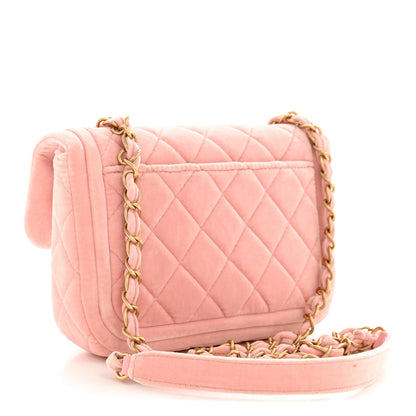 Chanel Velvet Quilted Mini Flap Pink 3 of 12