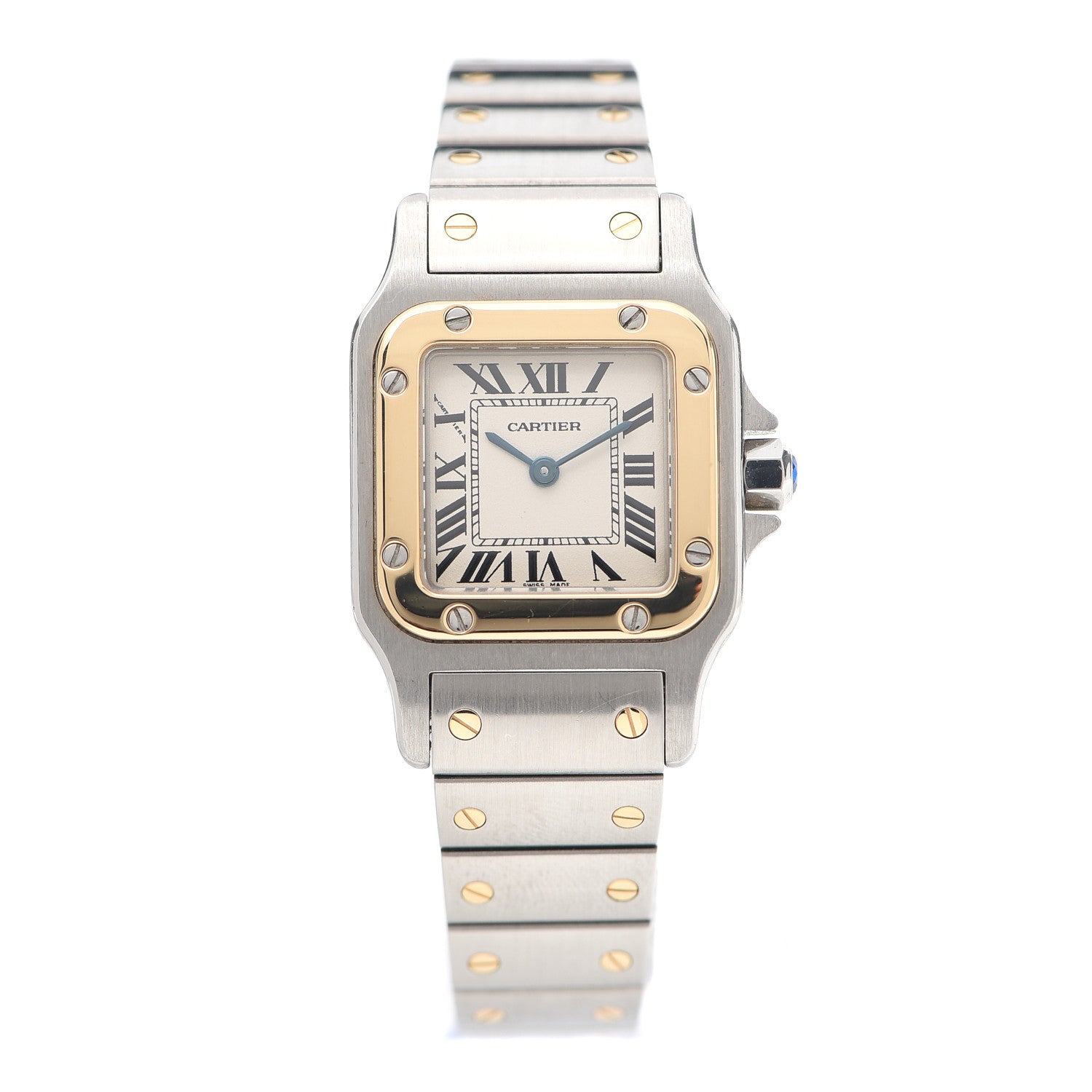 Cartier Stainless Steel 18K Yellow Gold 24mm Santos De Cartier Galbee Quartz Watch 1 of 6