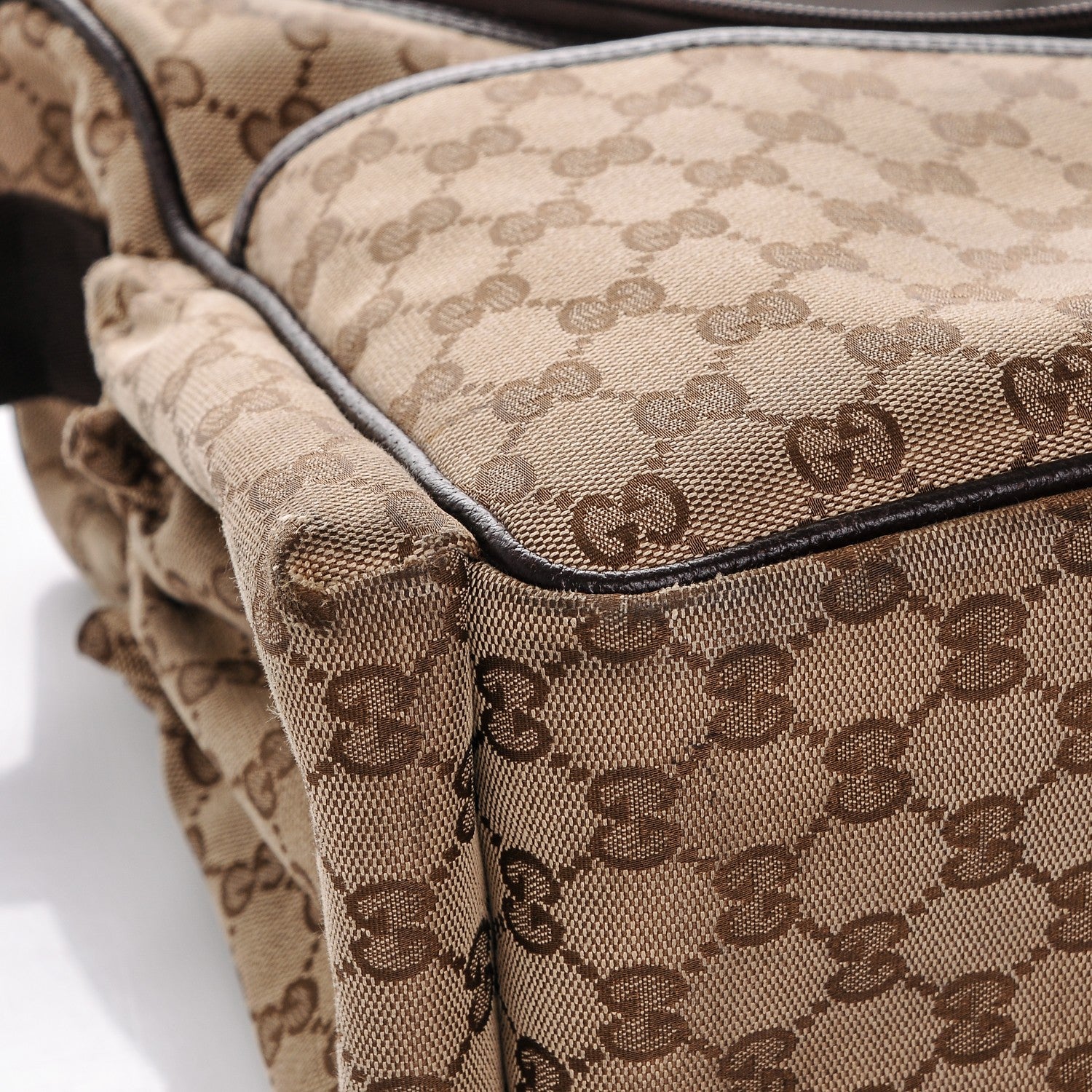 Gucci Monogram Natural Pigskin Large Diaper Bag Beige Ebony Cocoa Dark Chocolate 11 of 11
