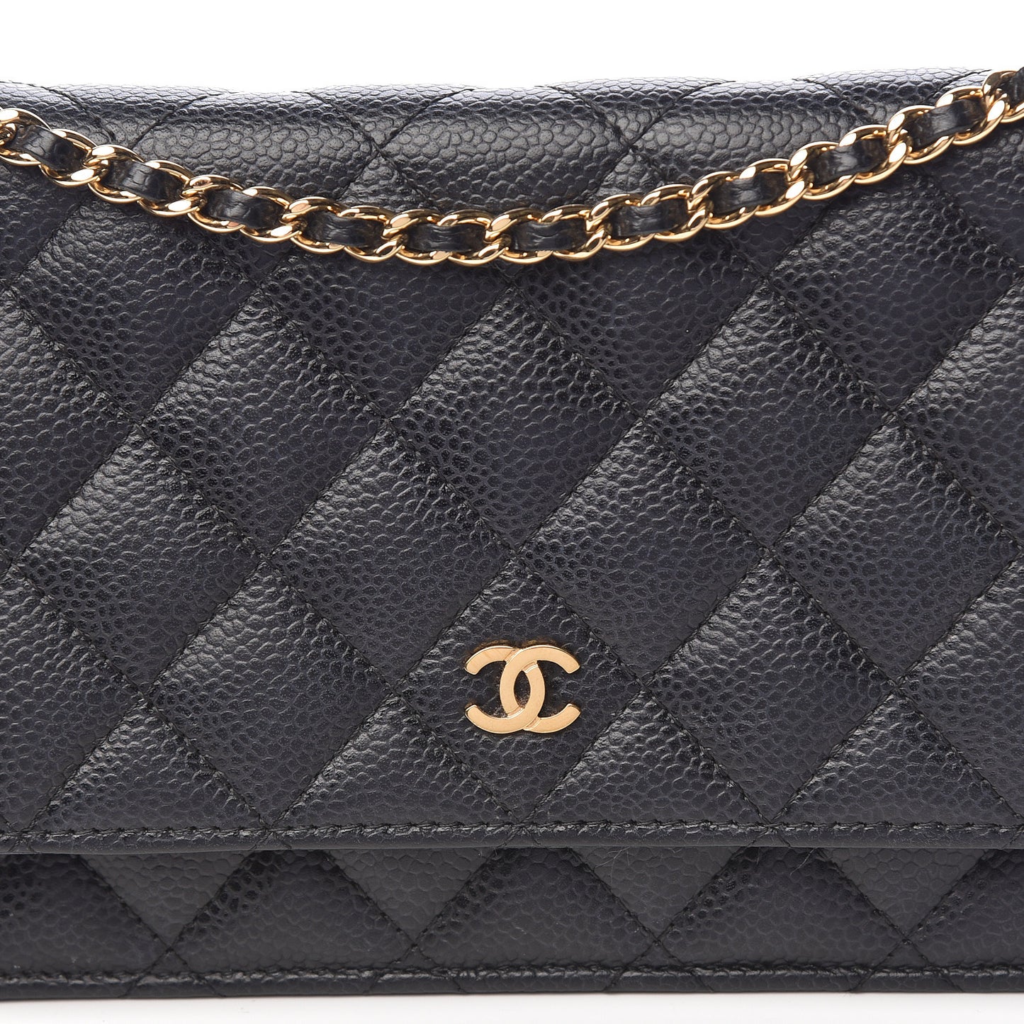 Caviar Quilted Wallet On Chain WOC Black