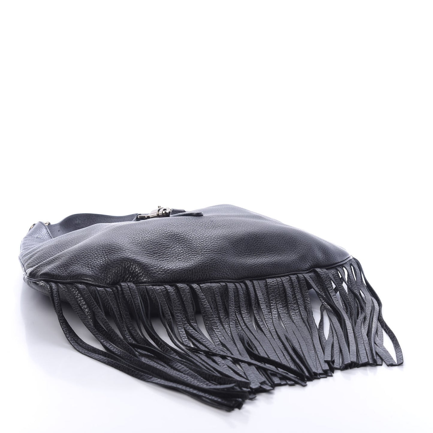 Calfskin Large New Jackie Nouveau Fringe Hobo Black