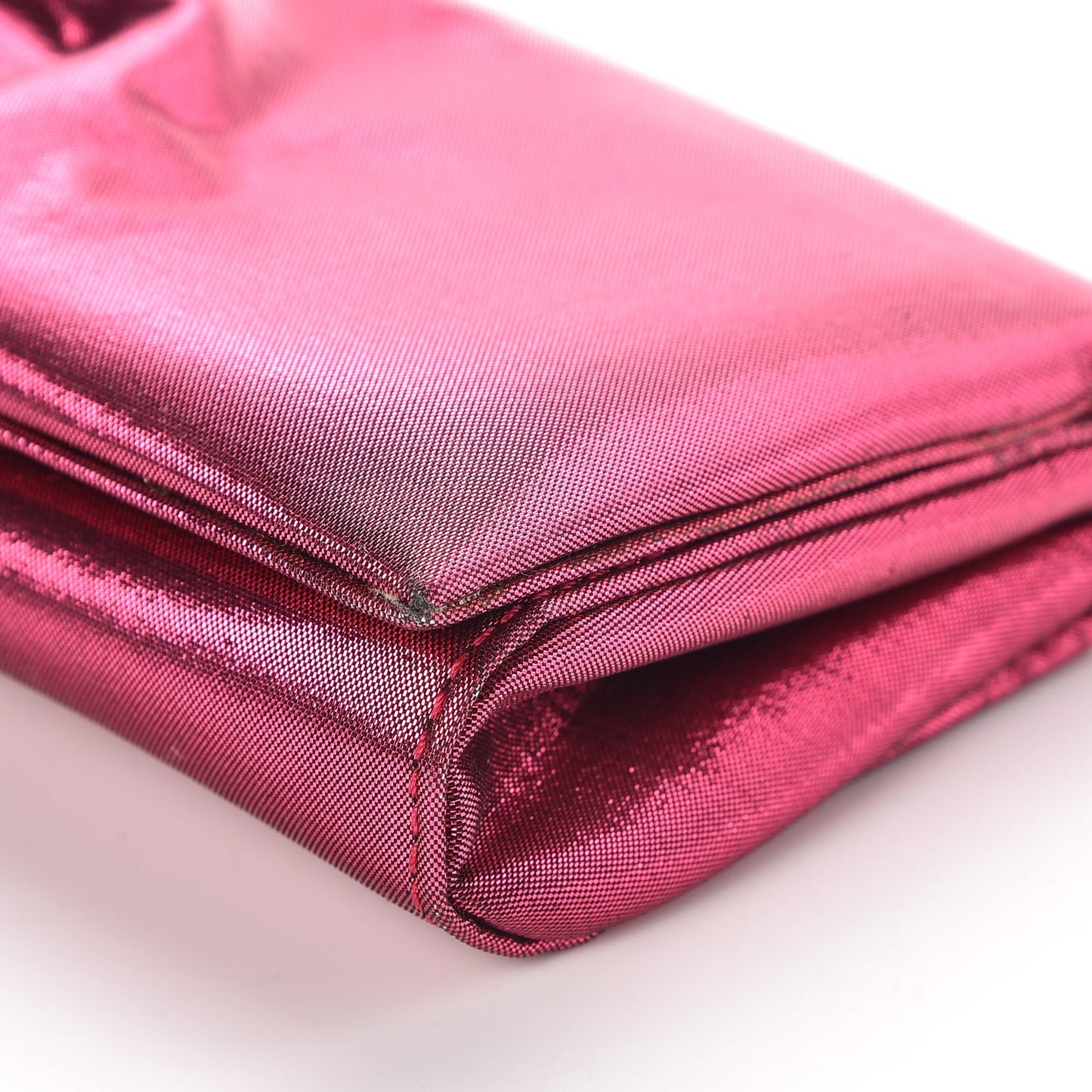 Metallic Nylon Aionoeud Bow Clutch Pink