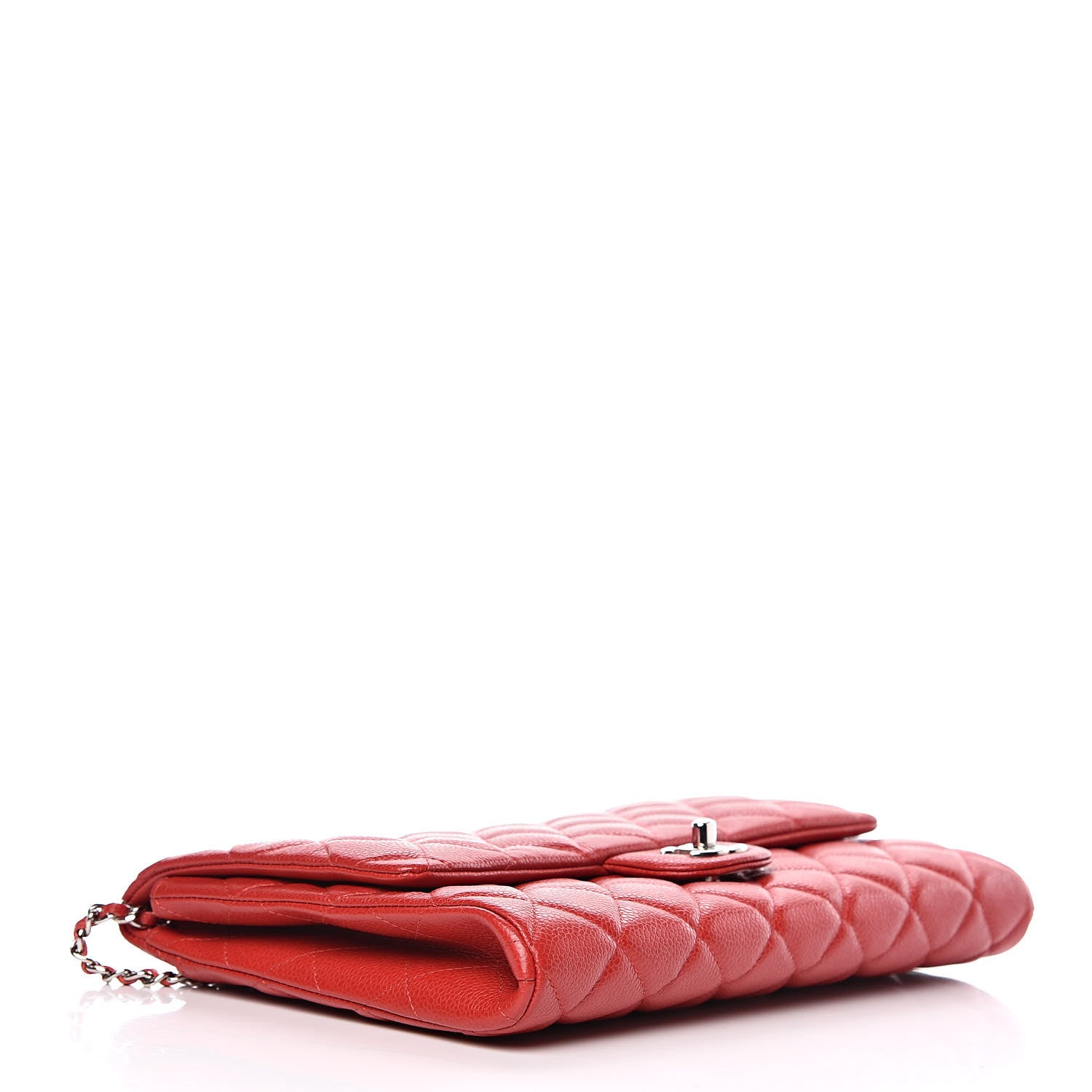 Chanel Caviar Quilted Clutch With Chain Flap Red 4 of 9