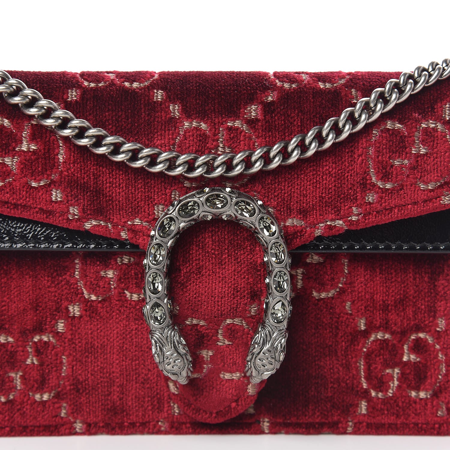 Gucci Velvet GG Monogram Super Mini Dionysus Shoulder Bag Red Cipria Black 7 of 10