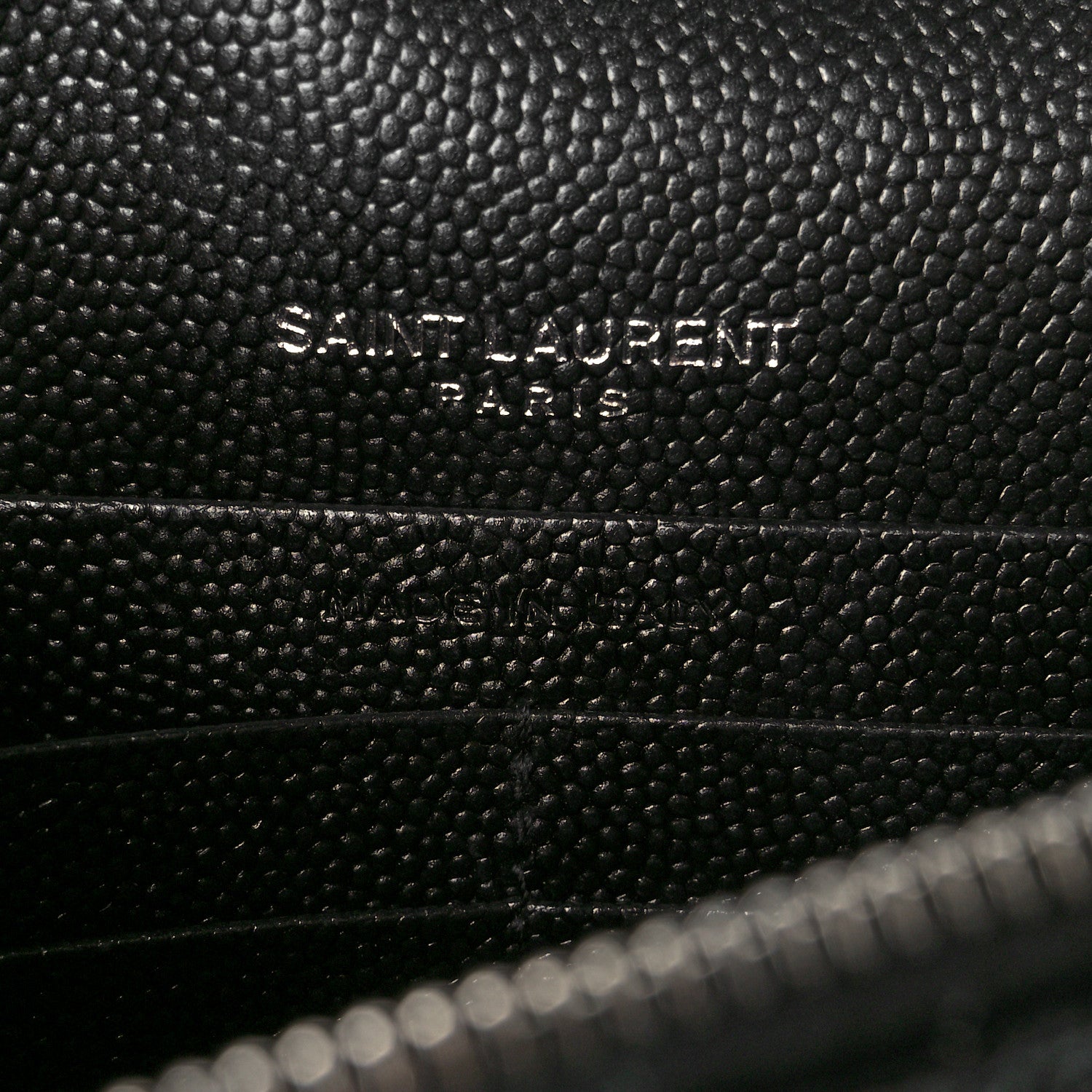 Saint Laurent Grain De Poudre Matelasse Chevron Monogram Envelope Chain Wallet Black 7 of 12