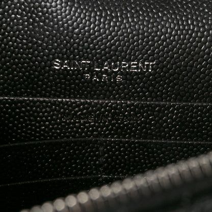 Saint Laurent Grain De Poudre Matelasse Chevron Monogram Envelope Chain Wallet Black 7 of 12