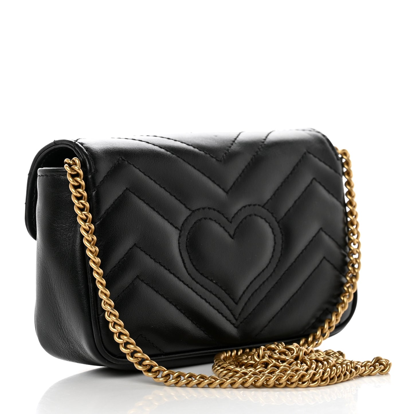 Calfskin Matelasse Super Mini GG Marmont Shoulder Bag Black