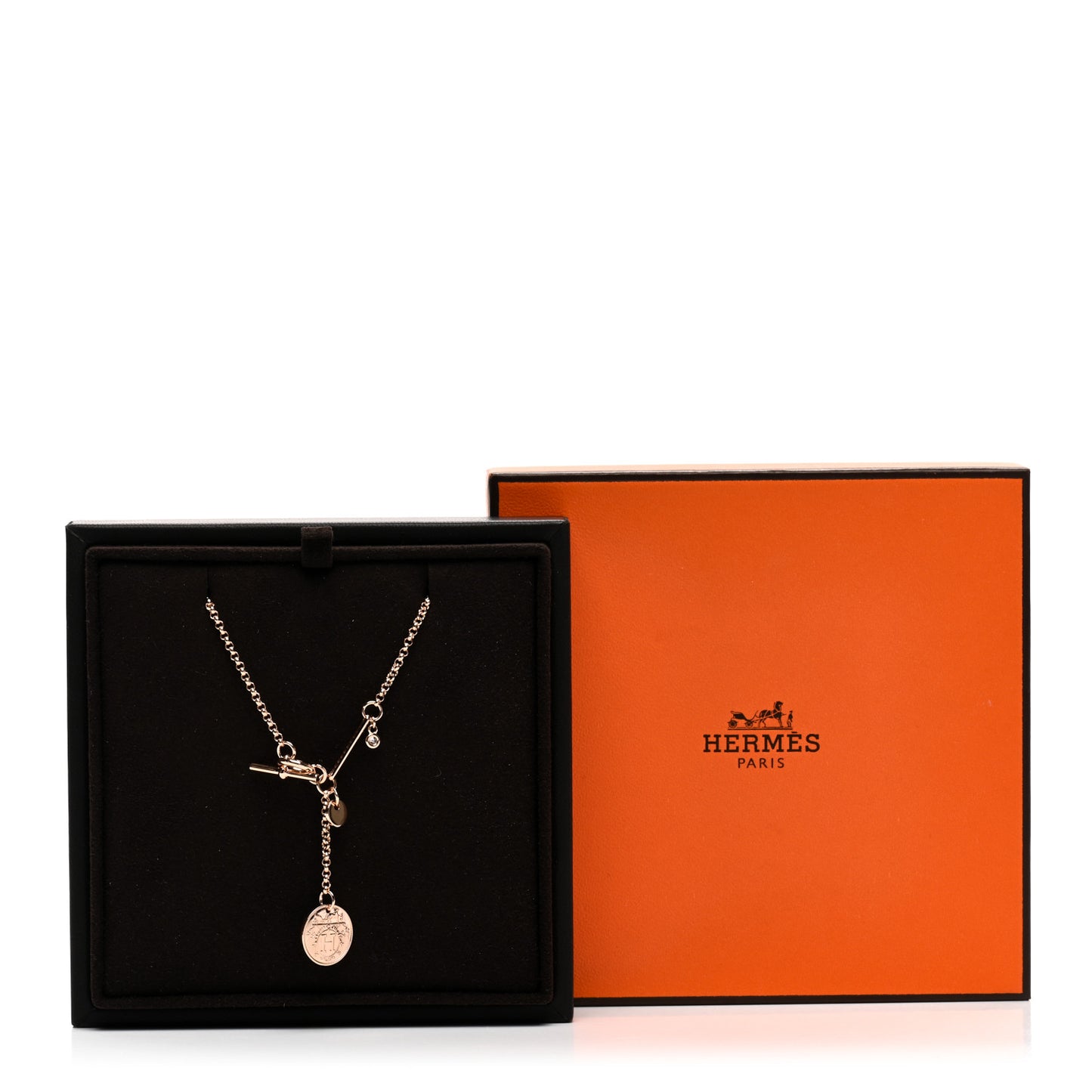 18K Rose Gold Diamond PM Ex-Libris Pendant Necklace