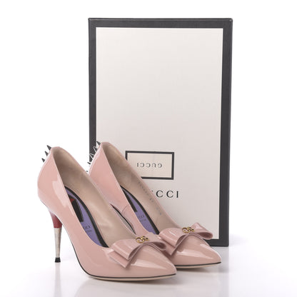 Gucci Patent GG Bow Sadie Spike High Heel Pumps 37 Perfect Pink 9 of 10