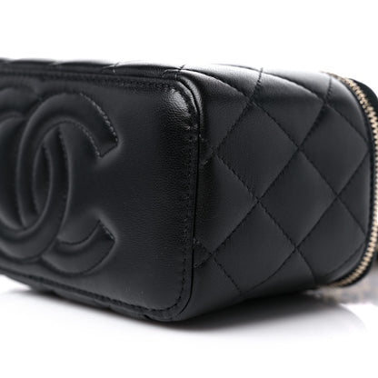 Chanel Lambskin Quilted Metal Small Top Handle Vanity Case With Chain Black 9 of 11