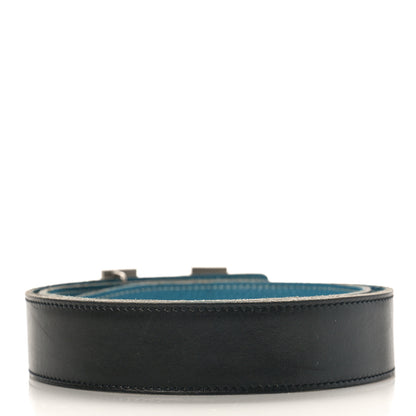 Hermes Box Togo 32mm H Belt 80 Black Blue Jean 2 of 9
