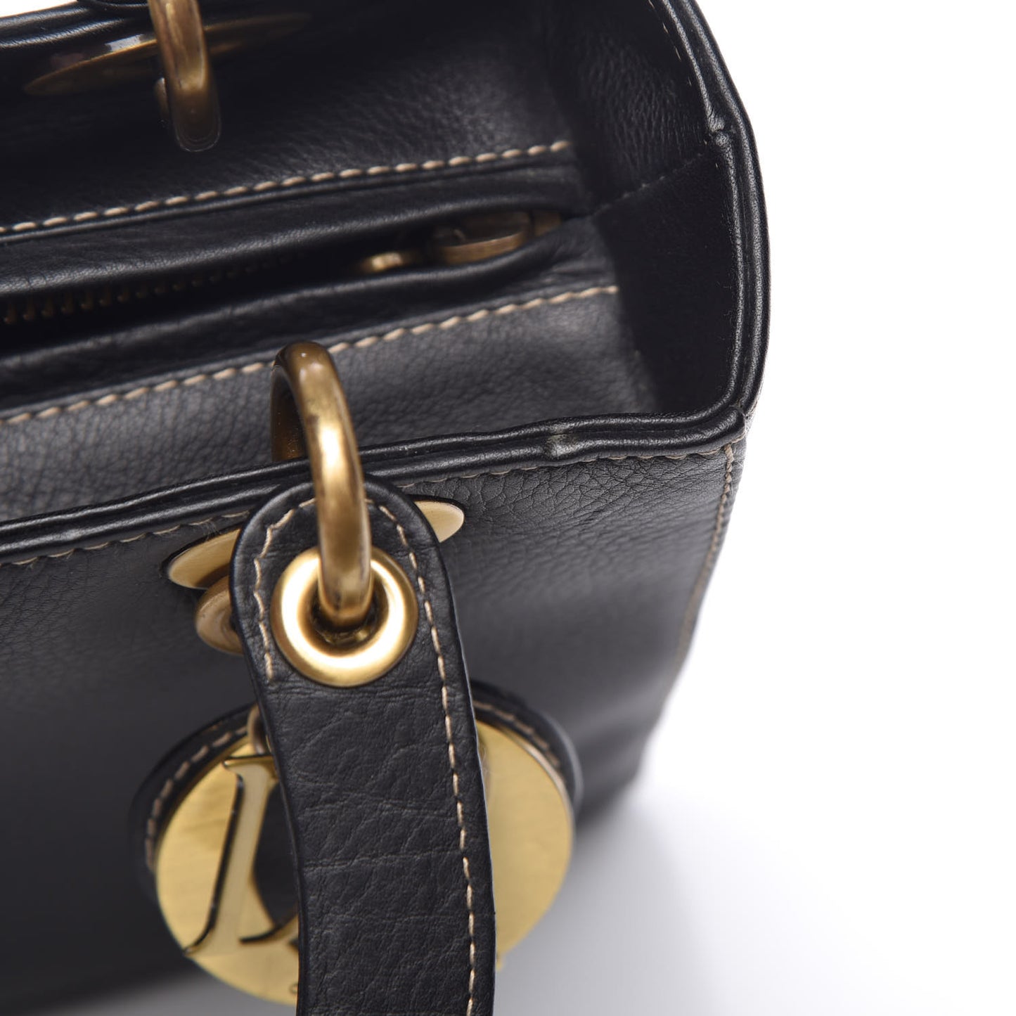 Grained Calfskin Medium Lady Dior Black