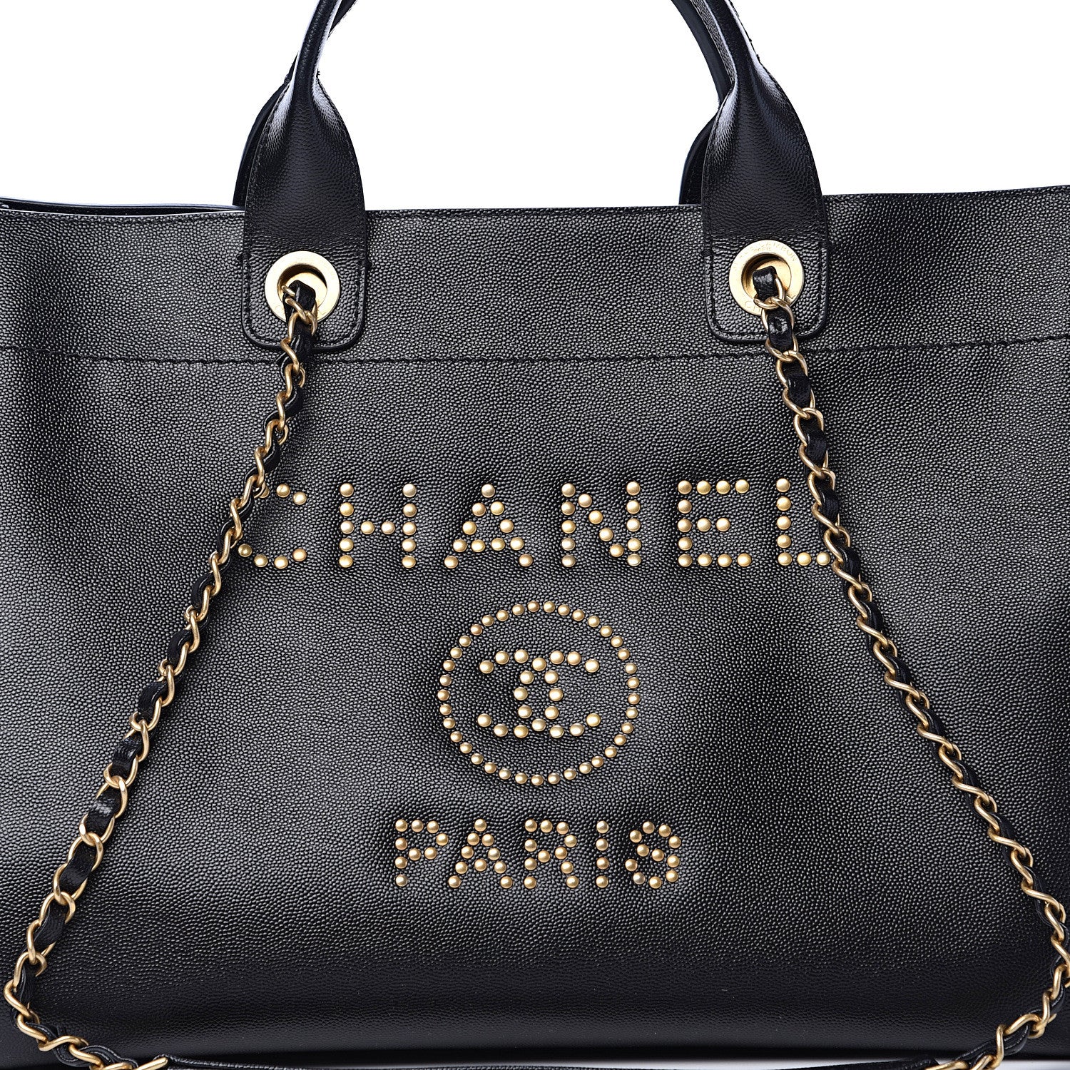 Chanel Caviar Medium Studded Deauville Tote Black 7 of 10