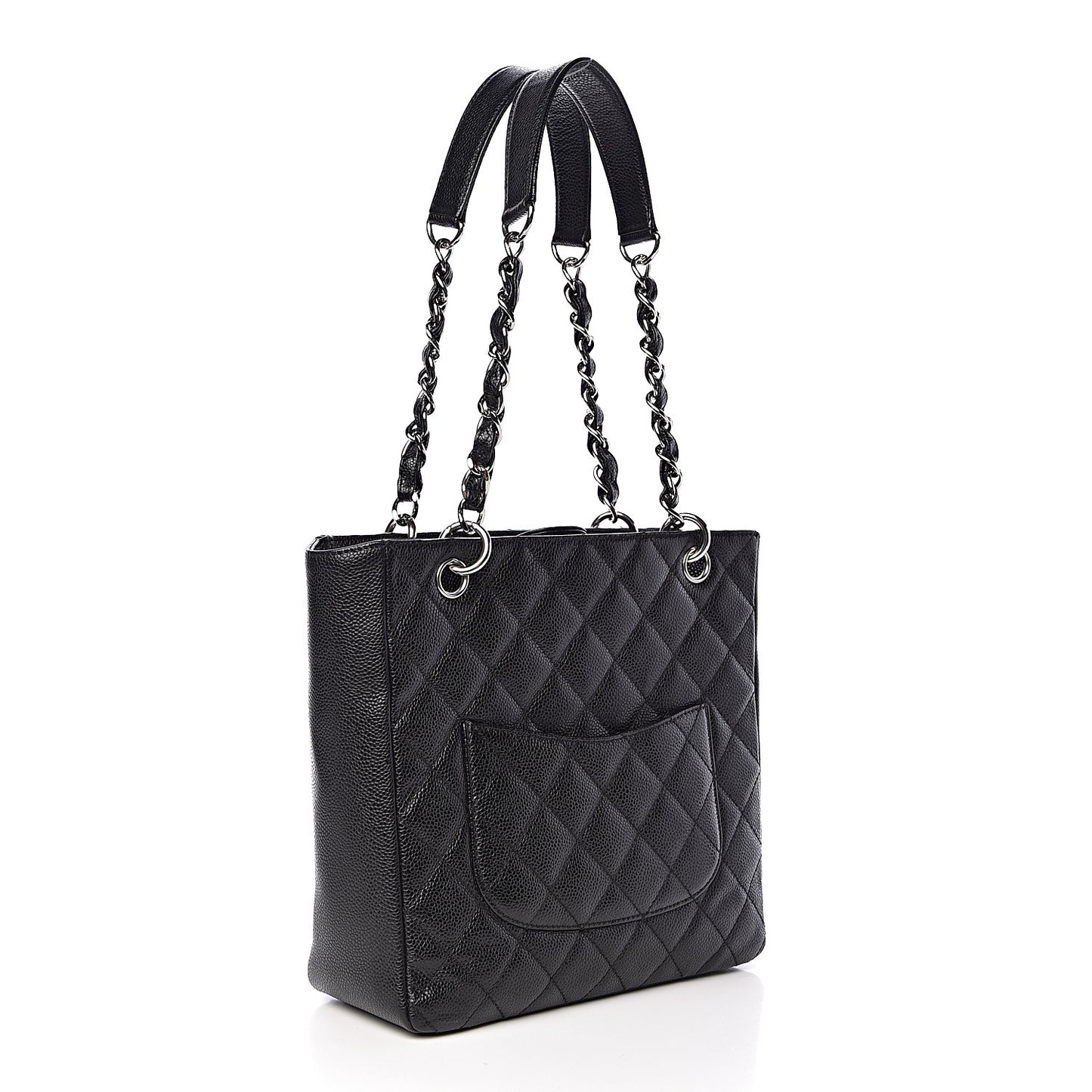 Caviar Quilted Petit Shopping Tote PST Black