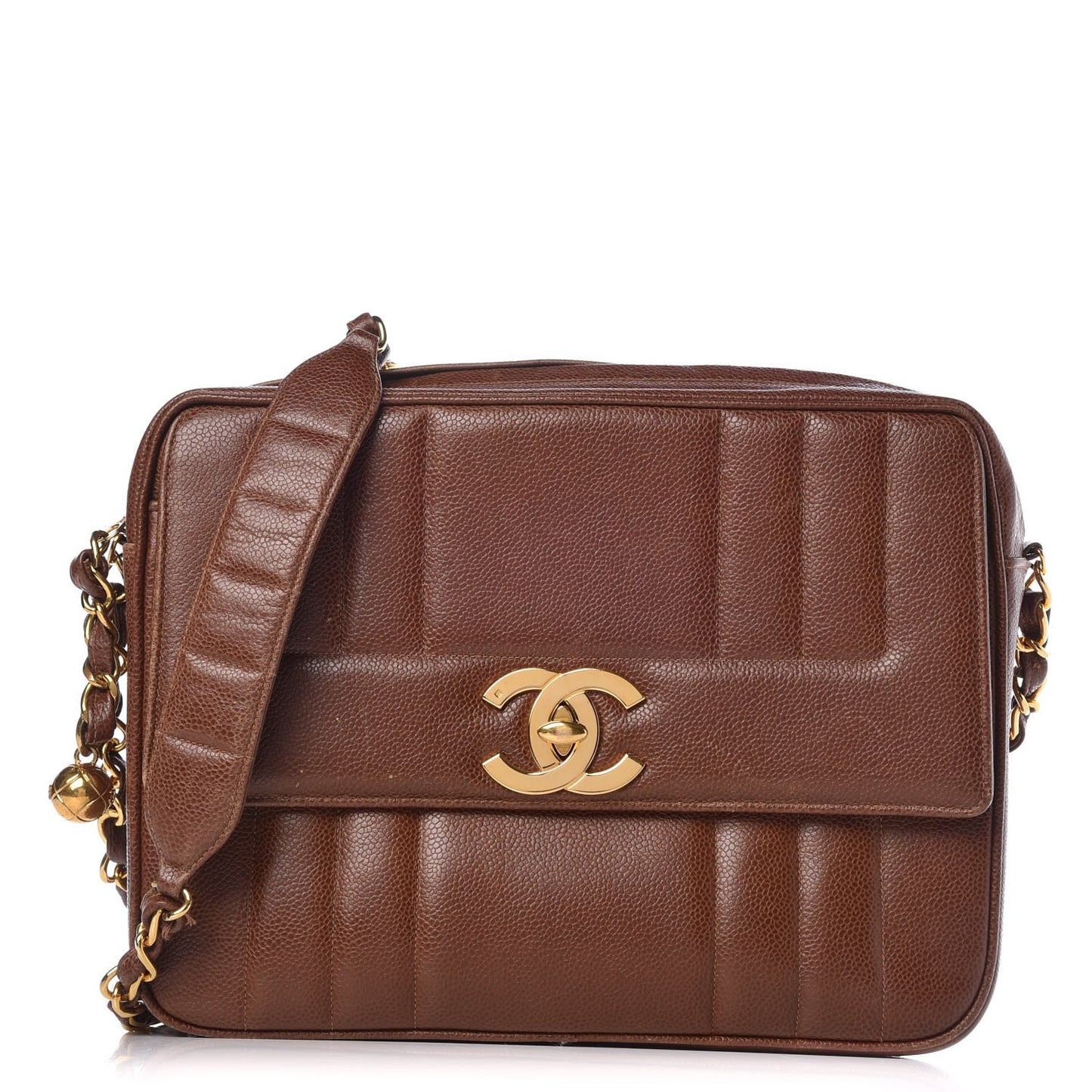 Caviar Vertical Quilt Bag Brown