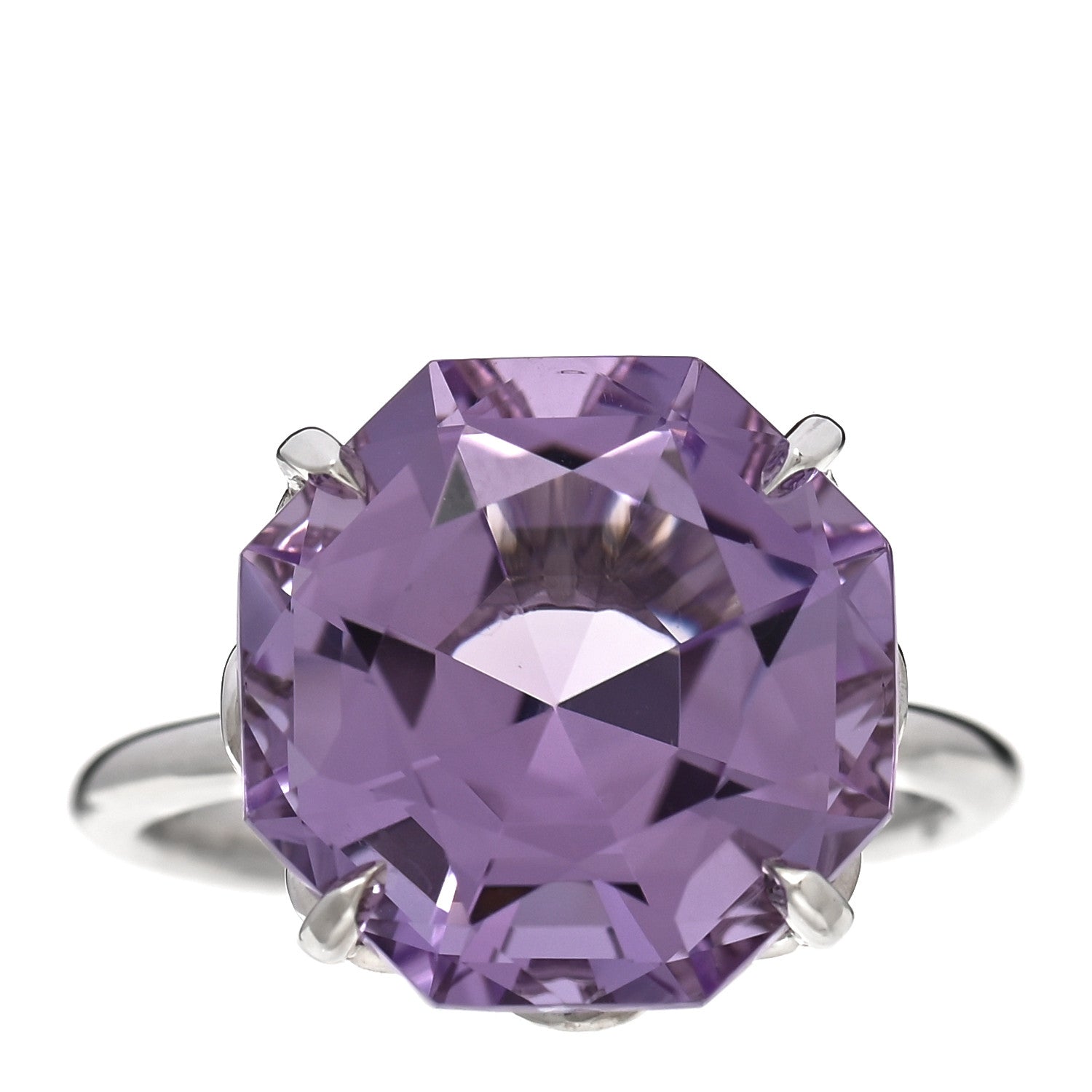 Tiffany Sterling Silver Amethyst Sparklers Octagonal Cocktail Ring 51.5.75 1 of 6