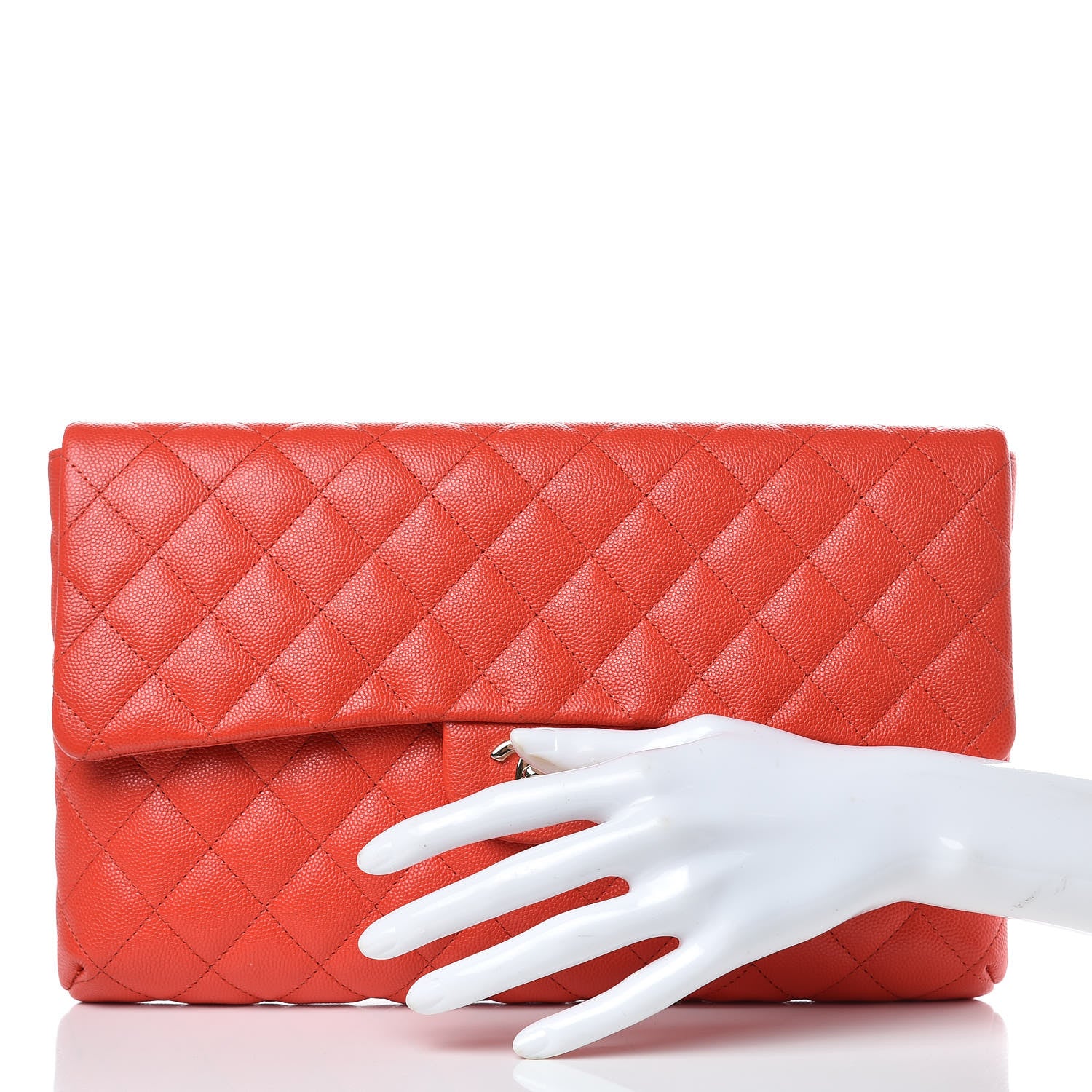 Chanel Caviar Quilted Flap Clutch Red 2 of 8