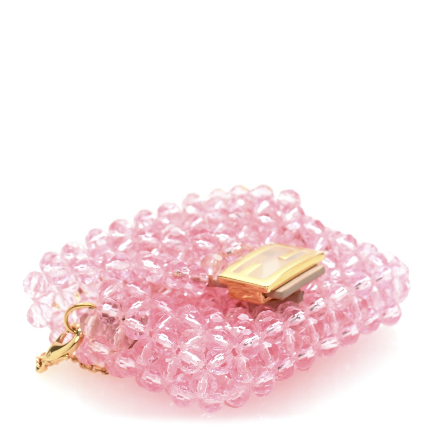 Fendi Enamel Vitello King Beaded Pico Baguette Charm Pink 4 of 10