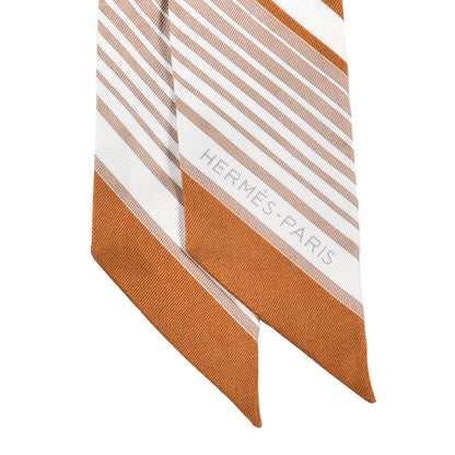 Hermes Silk Ex-Libris Twilly Beige White Caramel 2 of 4