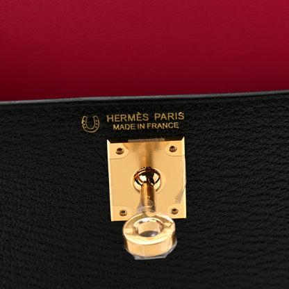Hermes Chevre Mysore Horseshoe Mini Kelly Sellier 20 Black Rose Mexico 5 of 8