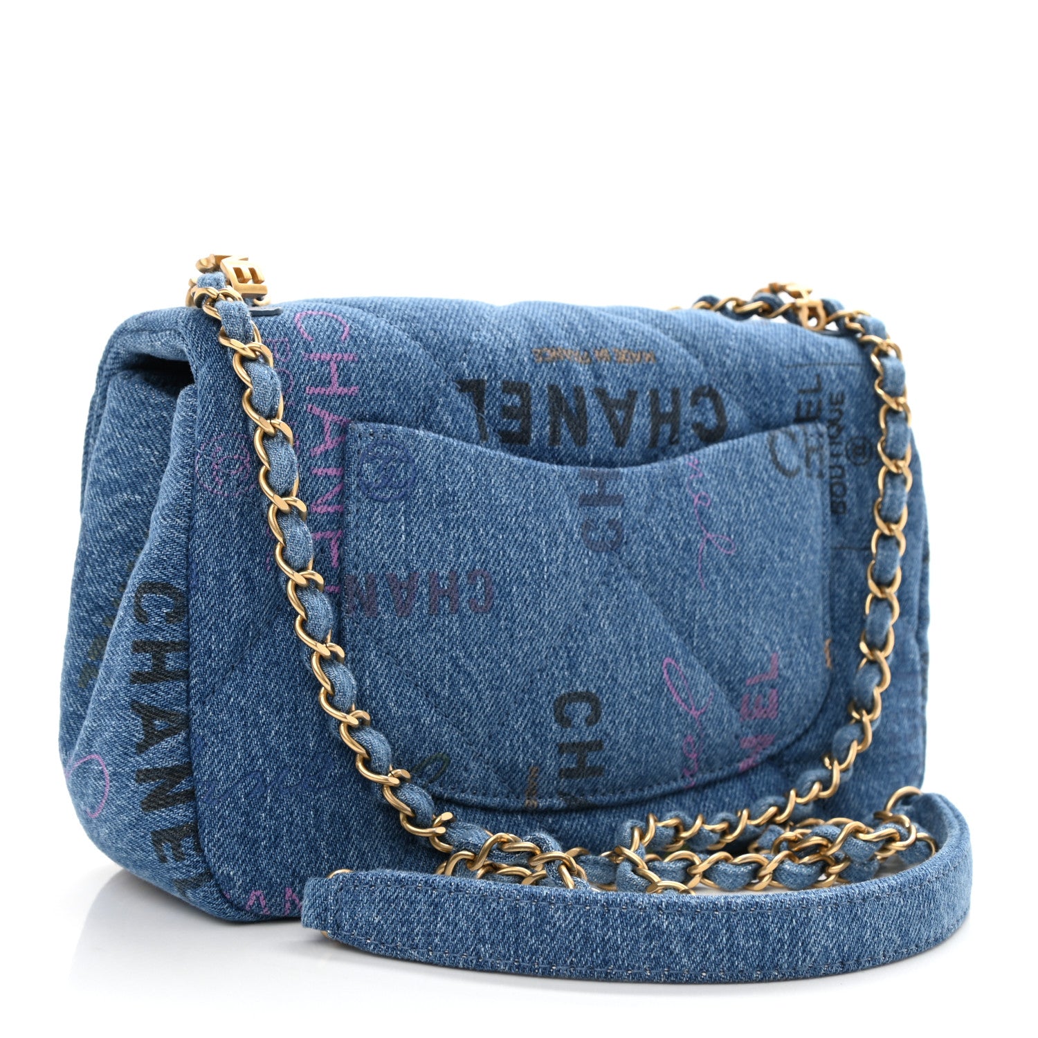 Chanel Denim Quilted Mini Denim Mood Rectangular Flap Blue Multicolor 3 of 9