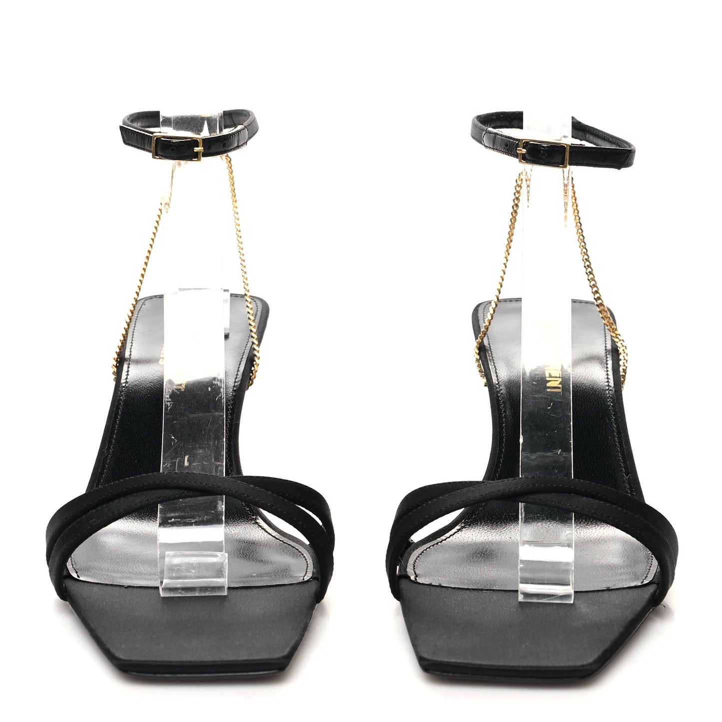 Crepe Satin Ankle Strap Melody Sandals 38 Black
