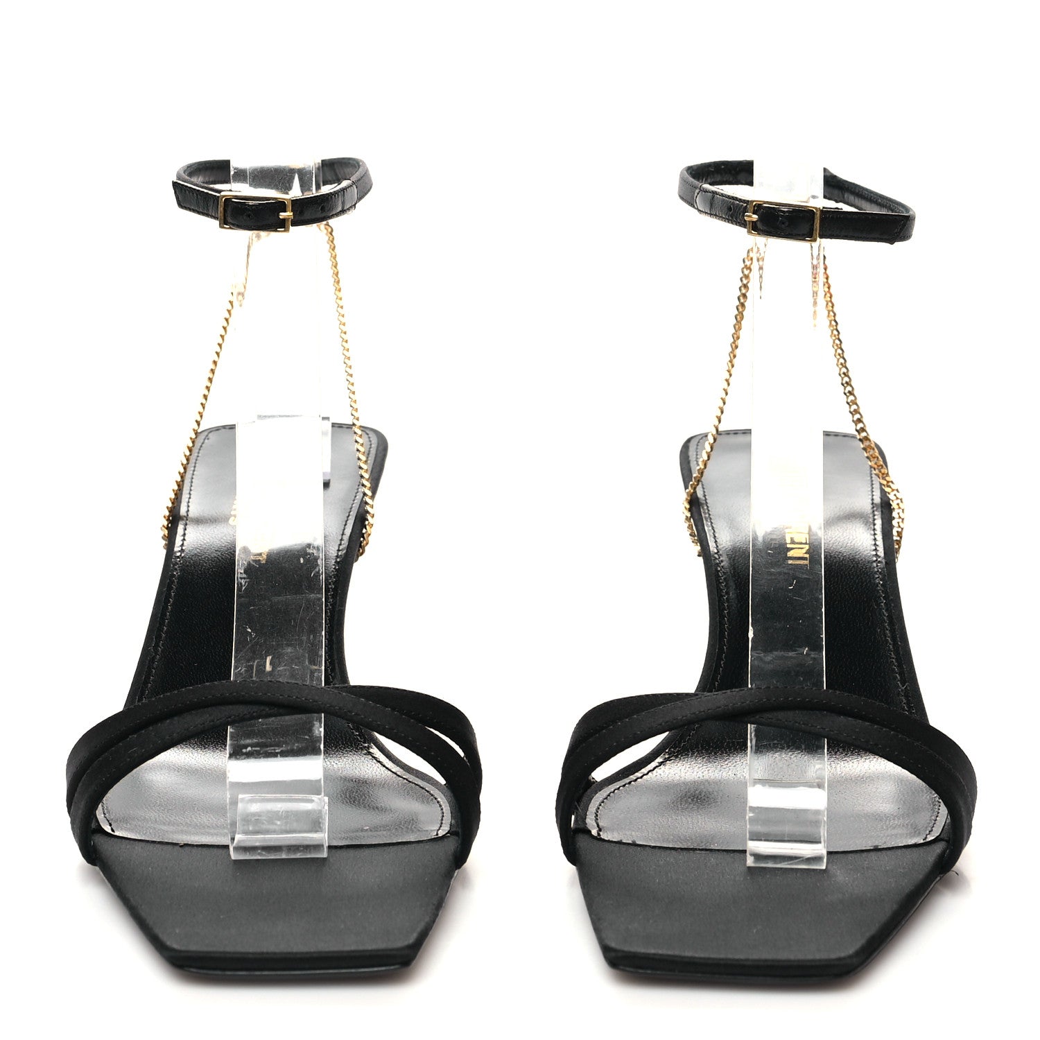 Saint Laurent Crepe Satin Ankle Strap Melody Sandals 38 Black 2 of 7