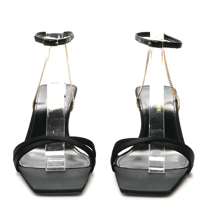 Saint Laurent Crepe Satin Ankle Strap Melody Sandals 38 Black 2 of 7