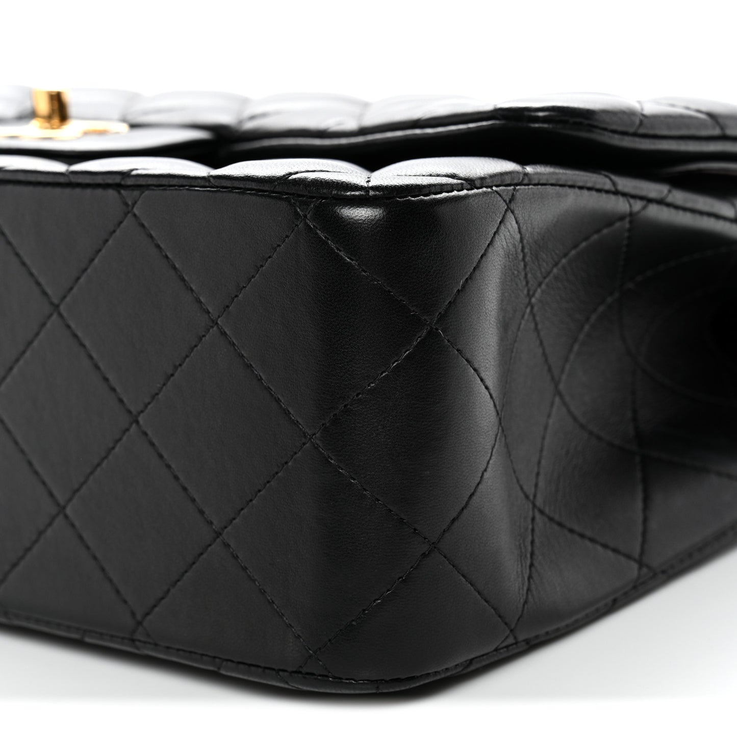 Lambskin Quilted Jumbo Double Flap Black