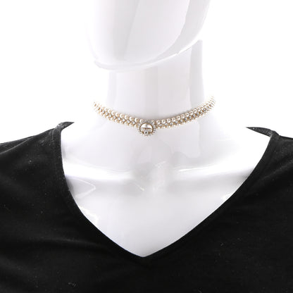 Chanel Pearl Crystal CC Choker Necklace Gold 2 of 5