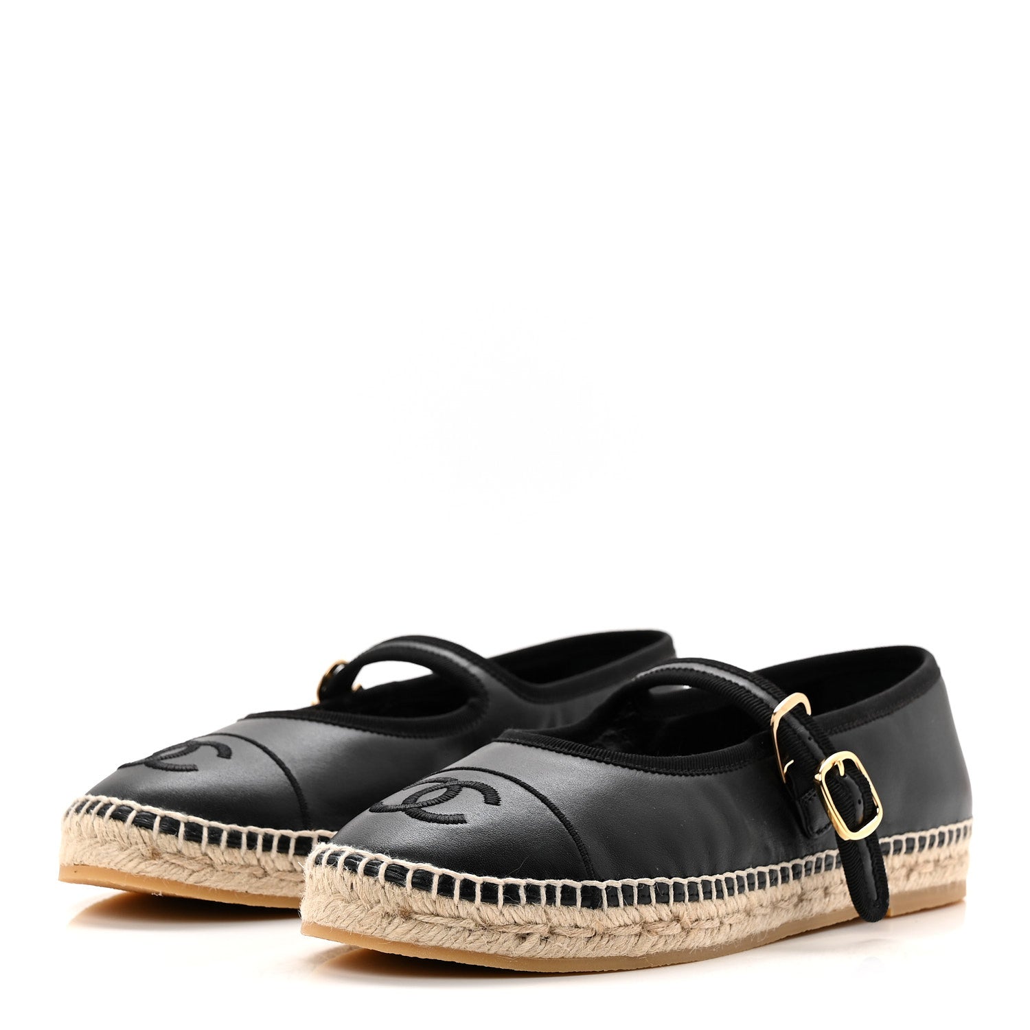 Chanel Lambskin Jute Mary Jane Flats 40 Black 3 of 10