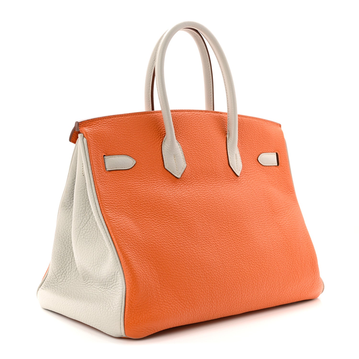 Hermes Togo Horseshoe Birkin 35 Orange Gris Perle 3 of 10
