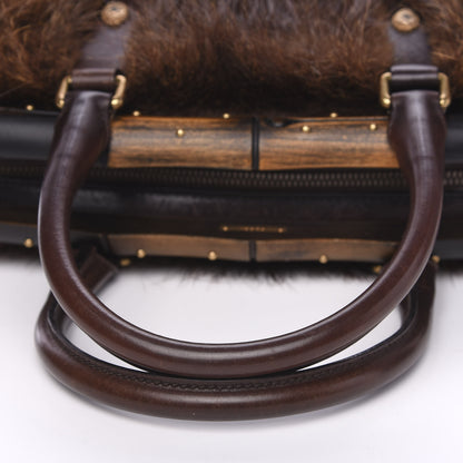 Gucci Beaver Fur Bamboo Medium Frame Satchel Brown 9 of 11