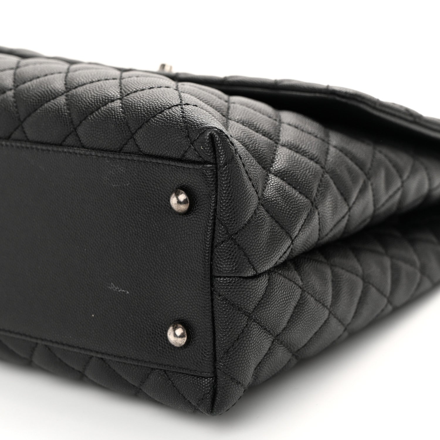 Chanel Caviar Lizard Quilted Large Coco Handle Flap Black 10 of 11