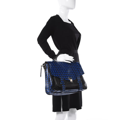 Proenza Schouler Calfskin Large PS1 Triangle Print Satchel Blue Black 2 of 11