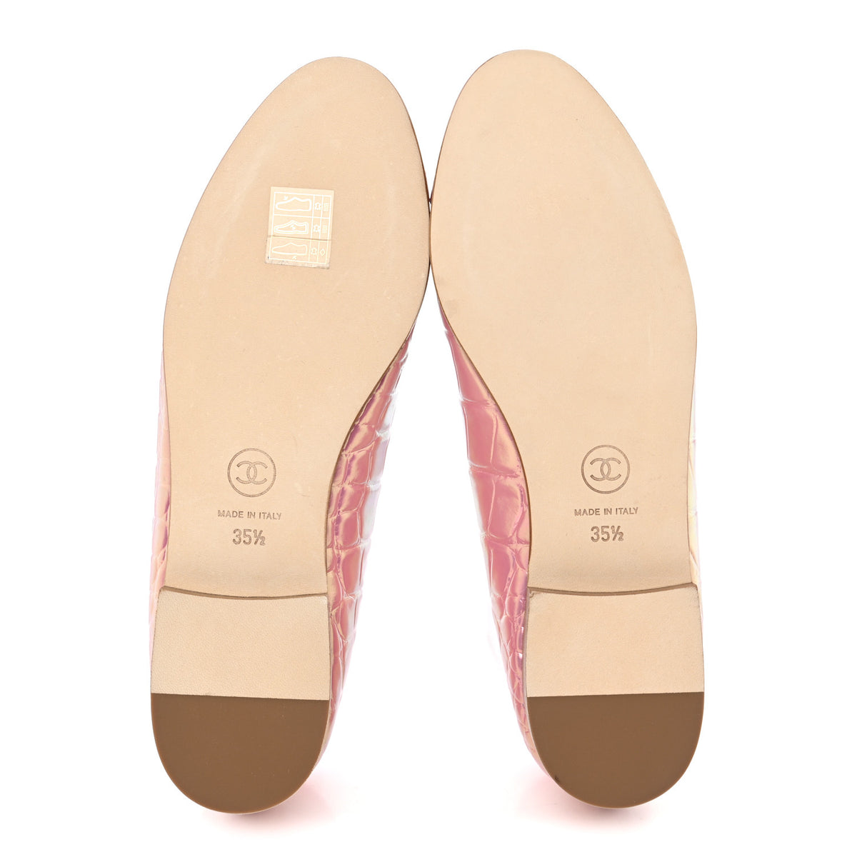 Chanel Iridescent Calfskin Crocodile Embossed Ballerina Flats  35.5 Pink 6 of 11