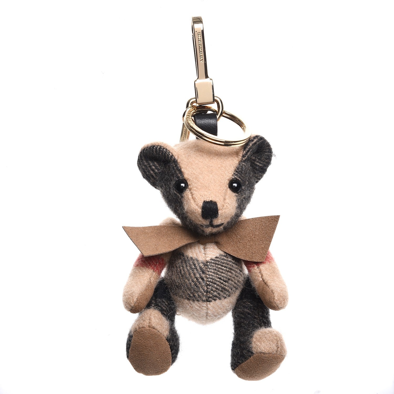 Burberry Cashmere House Check Thomas Bear Bag Charm Camel Gold 1 of 5