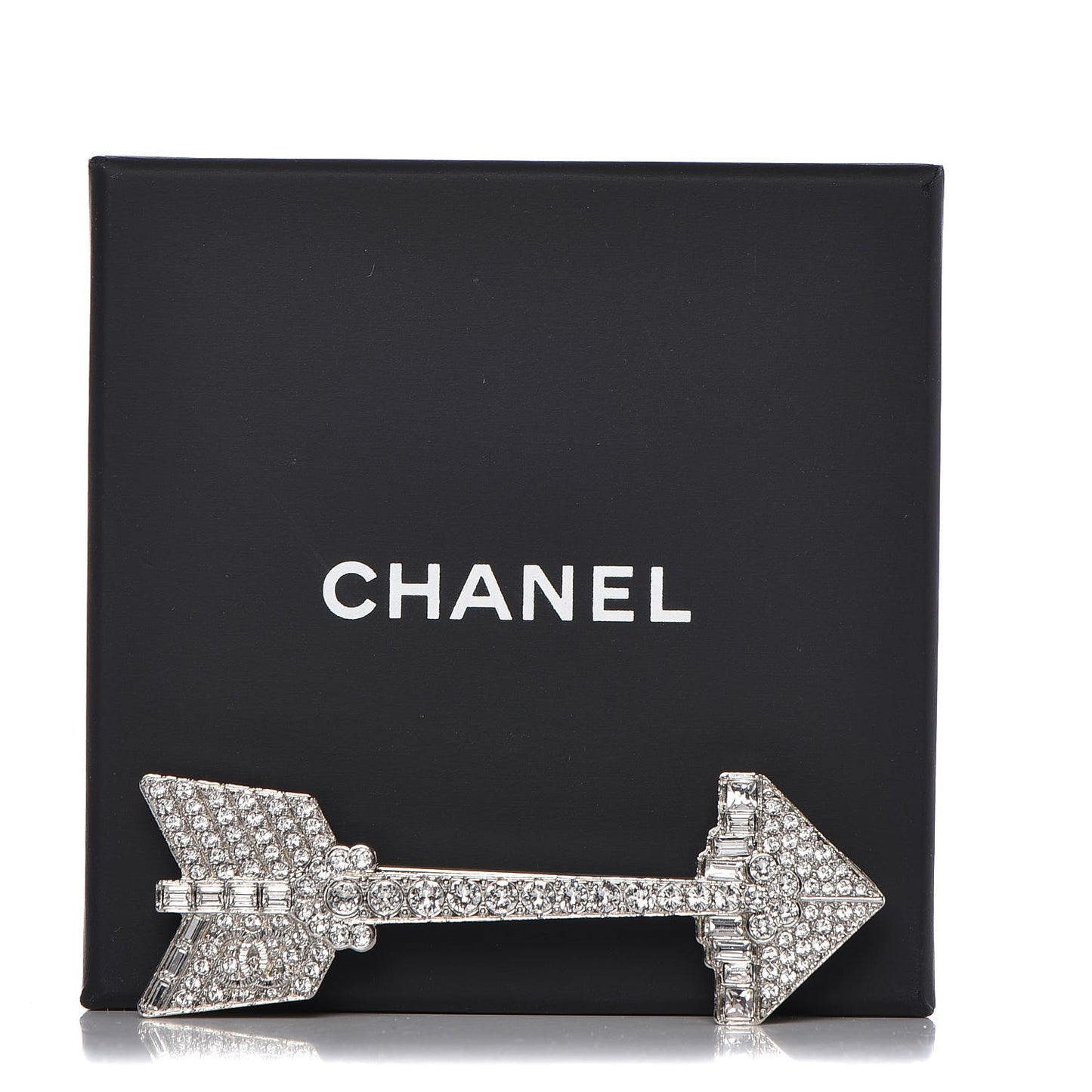 Crystal CC Arrow Brooch Silver