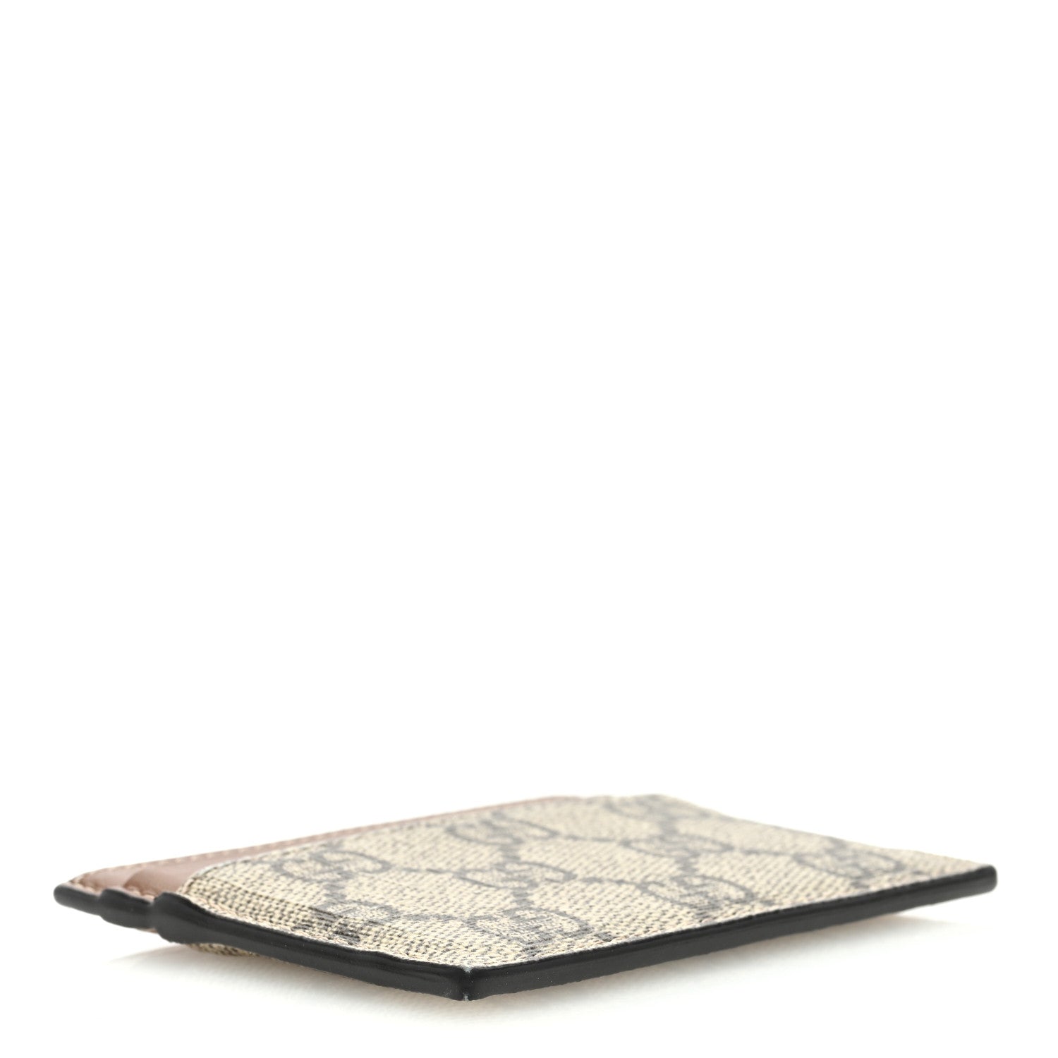Gucci GG Supreme Monogram Calfskin Card Holder Beige Ebony Cuir 4 of 7