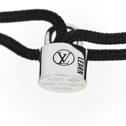 Louis Vuitton Sterling Silver Lockit Adjustable Cord Bracelet Black 3 of 5