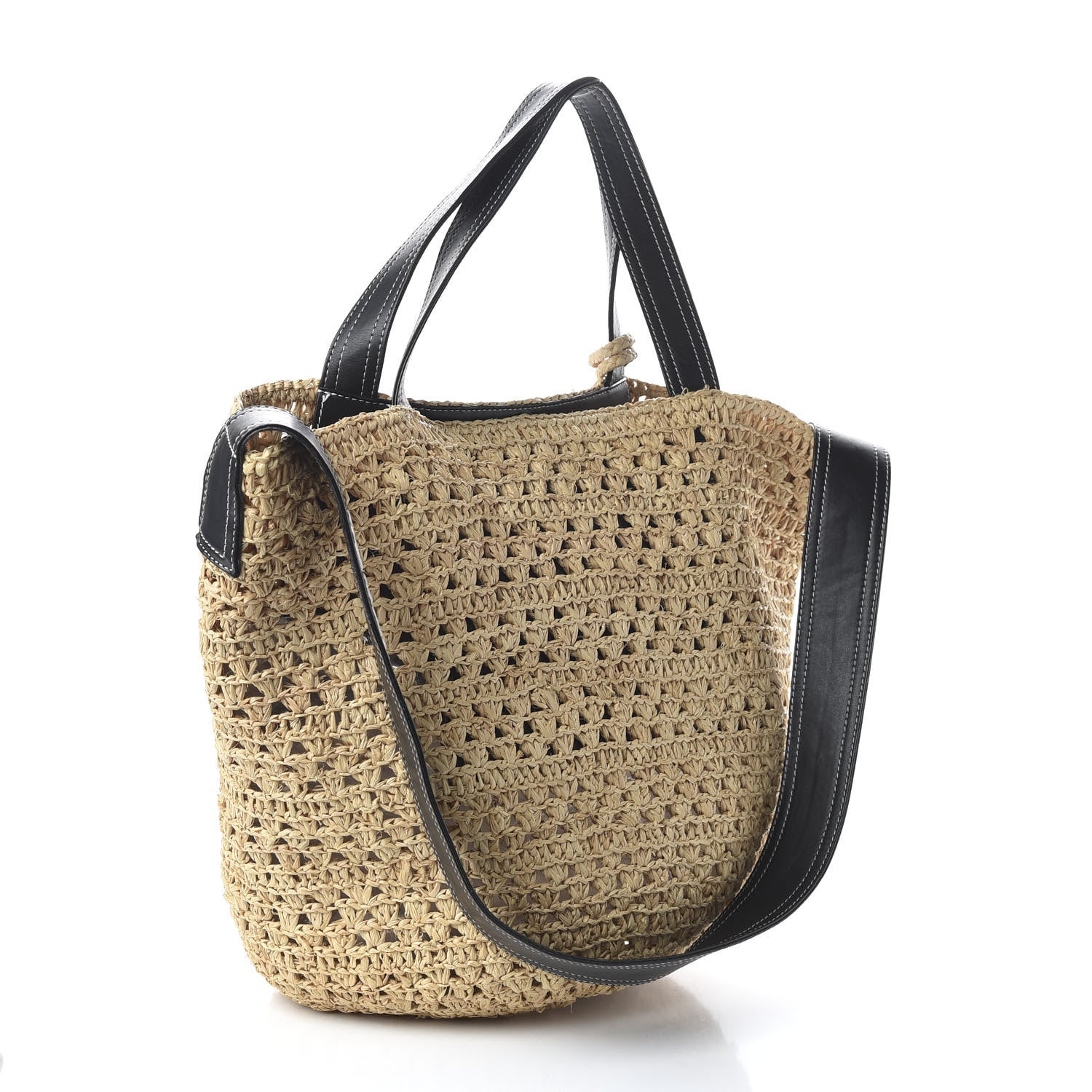 Stella McCartney Raffia Faux Leather Ajouree Tote Sand 3 of 9